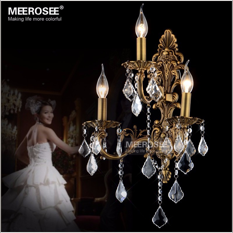 Modern Crystal Wall Light 1/2/3/ Arms Bronze Color Zinc Alloy Crystals Sconces Lamps Lustres Wall Brackets Home Lighting for Bedroom Living Room Dinin