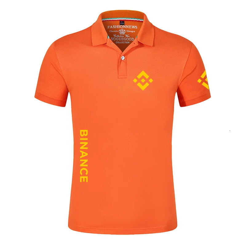 Binance Crypto Mens Summer Print Polos Shirts Casual Harajuku Cotton Comfortable Shorts Sleeves High Quantity Tops 240402