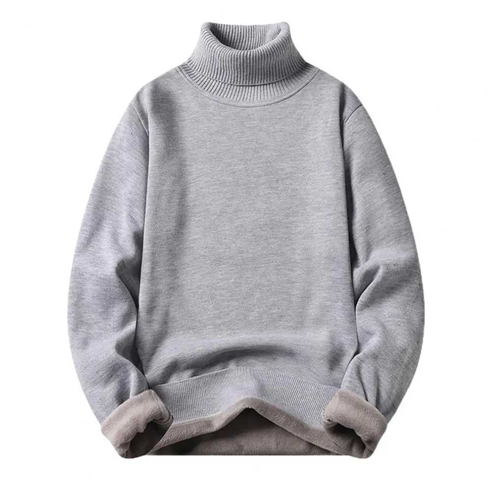 Turtleneck long sleeved wool lined lace decorated mens sweater autumn thick warm sweater jumping soft knitted clothing W2411111