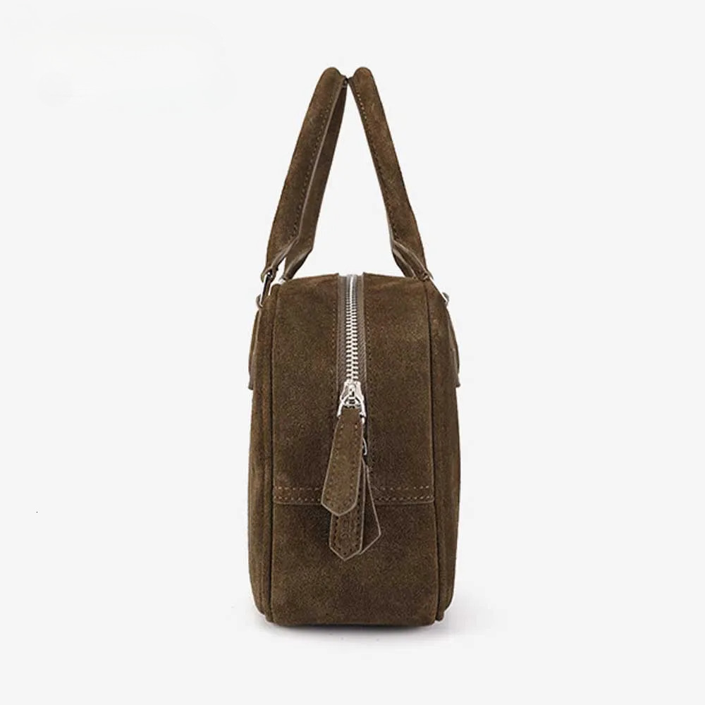 Boston Bags Genuine Leather Woman Tote Crossbody Vintage Bowg Handbag Purses Suede Cowhide Pillow New Genuine Leather BagVoyage