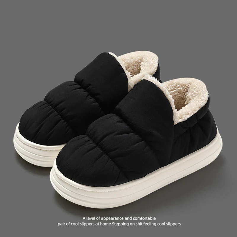 QYCKABY Plush Shoes For Women Mules Indoor Outside Winter Home Warm Fluffy Anti-skid Boots Fur Cotton Shoe Men Outdoors Sneakers 241112