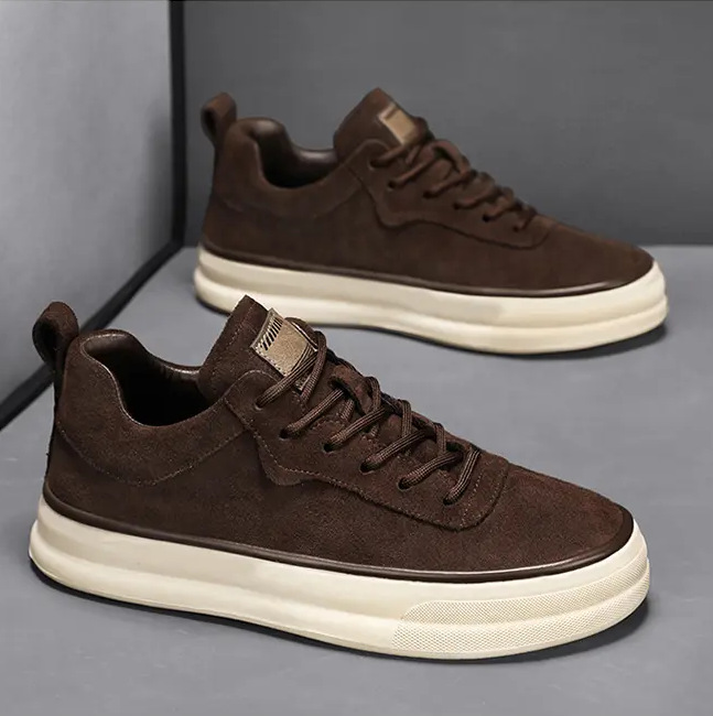 Men's Casual Shoes:2024 New Leather Waterproof Wear-resistant Thick Sole Increase Height Popular Versatile,Black/Khaki/Coffee,Free shipping a632