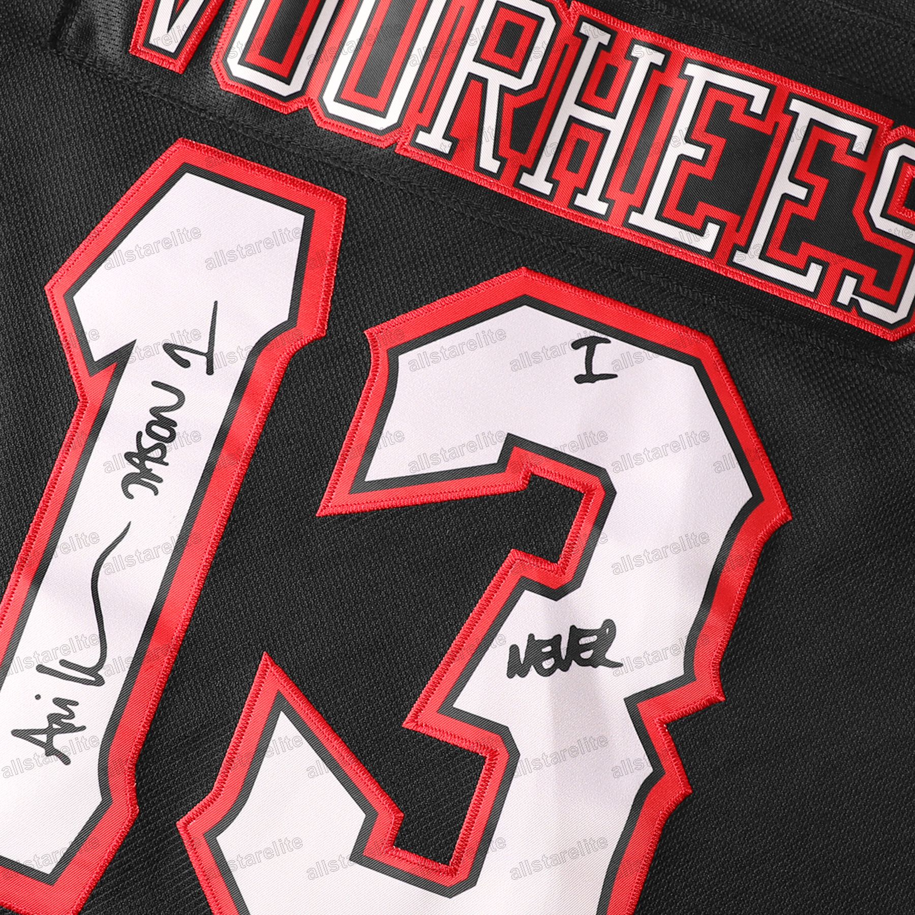 Friday The 13th Voorhees Embroidered Black White Hockey Jersey - Long Sleeves, Halloween Horror Movie Jersey sporty and fashionable casual, street bre