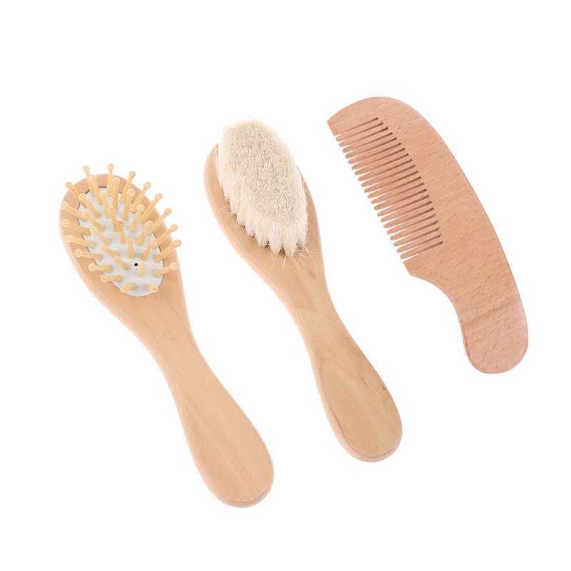 Soft baby brush comb set suitable for comfortable massagers with wooden handles for newborns W241112