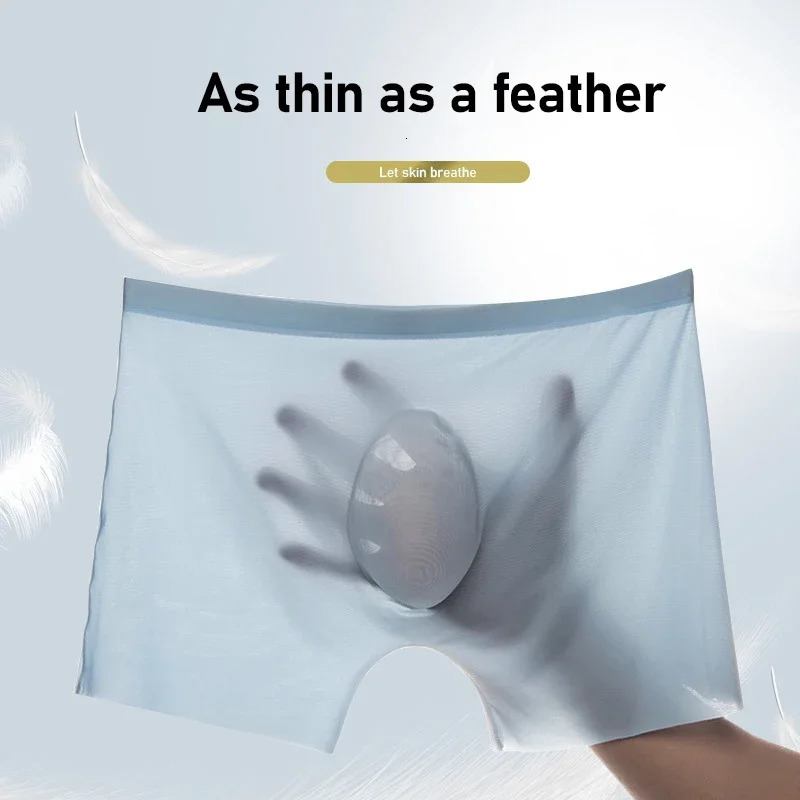 10 pieces/batch of mens summer ice silk boxing underwear seamless underwear shorts ultra-thin breathable sexy underwear 241112