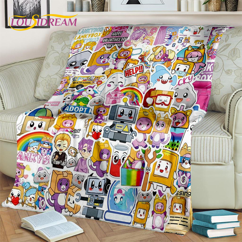 Cute Happy Lankybox Foxy Boxy and Rocky Blanket,Soft Throw Blanket for Home Bedroom Bed Sofa Picnic Travel Office Blanket Kids