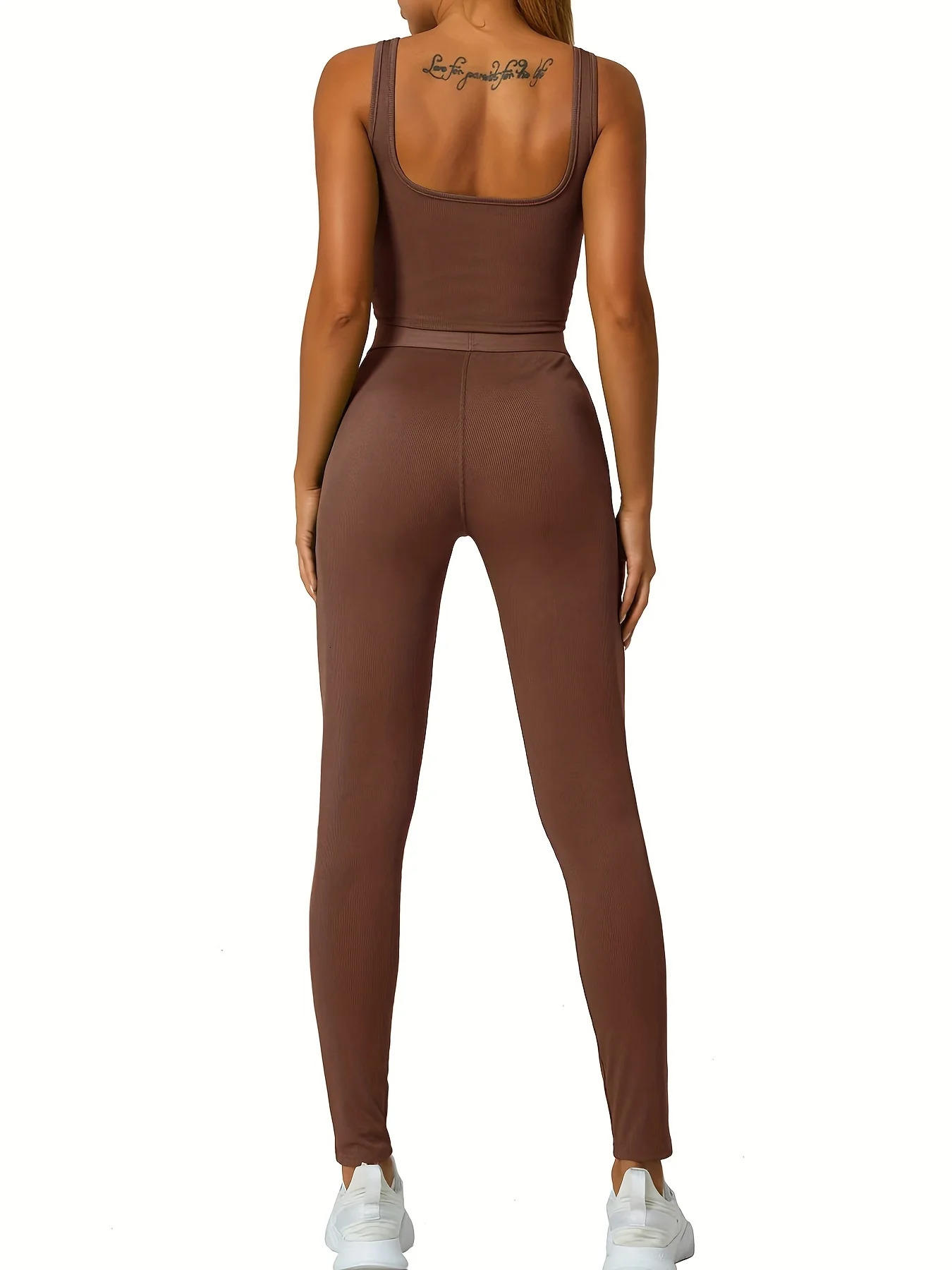 Casual Workout Short Sets 2 Piece Outfits for Women Ribbed Crop Tank Top High Waist Leggings activewear 241108