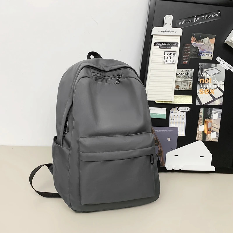 Simple backpack large capacity travel bag solid color Harajuku student backpack womens unisex Rucksack 241111