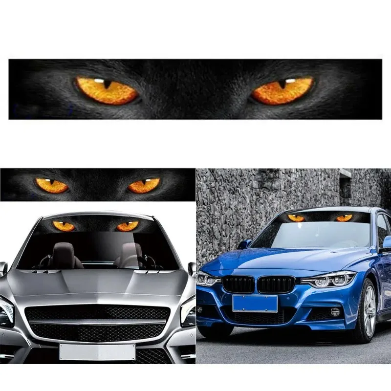 1PC 3D Effect Wild Beast Car Stickers Front Windshield Auto Banner Vinyl Decals for Window Sunscreen Automobile Decoration