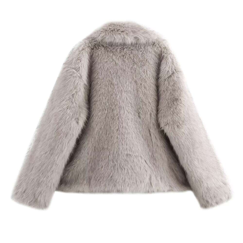 shanshi fur coat women Artificial buttoned fur hooded jacket