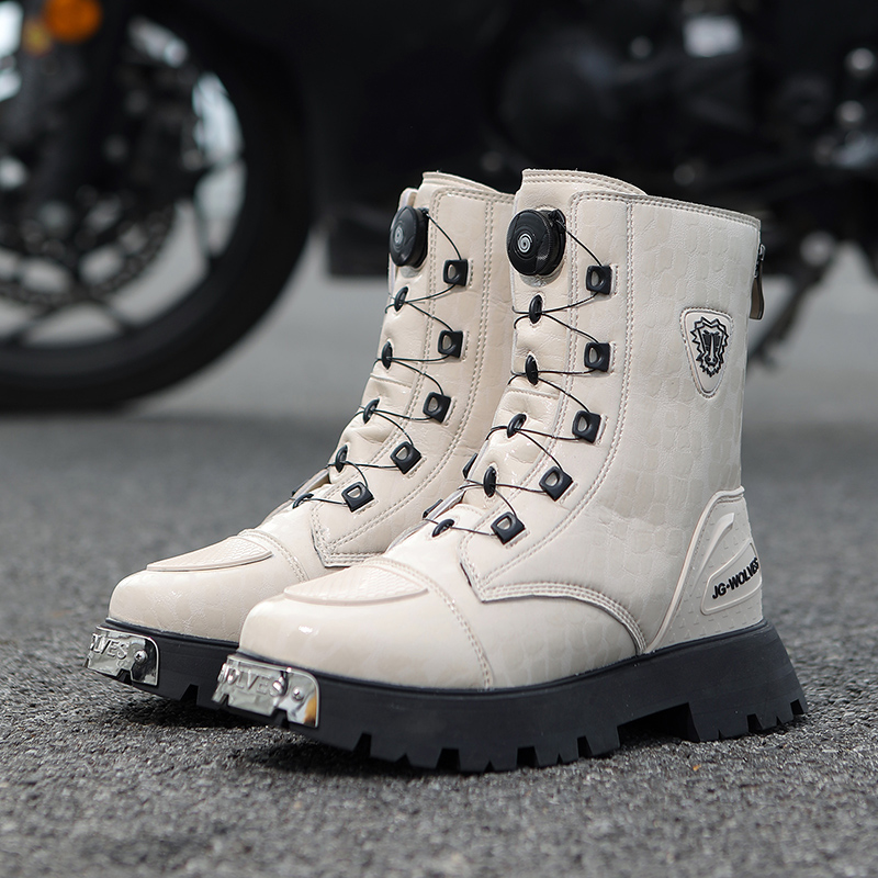 Women's Motorcycle Boots Microfiber TPU Moto Shoes Four Seasons Breathable Waterproof Riding Boots Cross Country Race Shoes