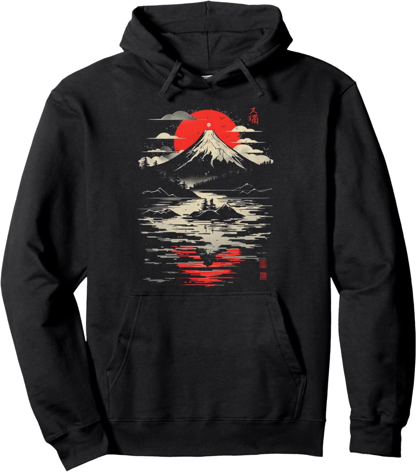 Hoodie for Mens Womens Japan Mount Fuji Japanese Art Sunset Graphic Nature Lover Pullover Hoodie Graphic Hoodies sweatshirt