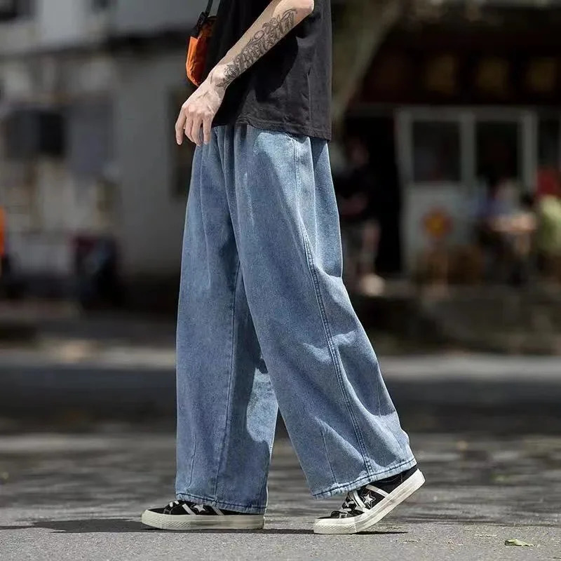 Men Jeans Wide Leg Denim Cargo jean pants Loose Straight Baggy Mens hip hop Streetwear Skateboard Neutral denim Trousers 241112
