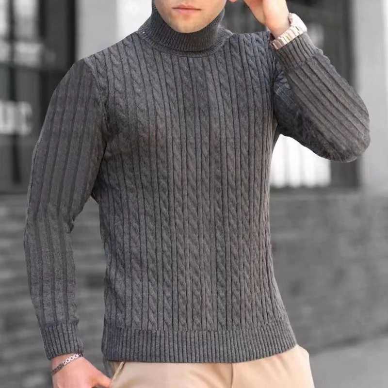 2024 Autumn Mens Sweater High Neck Pulling Outdoor Work Knitted Warm Leisure Turtle Neck Sweater Wool Mens Winter Top W2411111