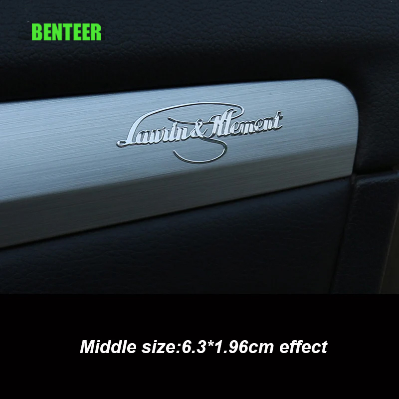 2Pcs Metal Laurin & Klement Car Sticker For Skoda Fabia Octavia Rapid Superb Kamiq Scala Karoq Auto Accessories