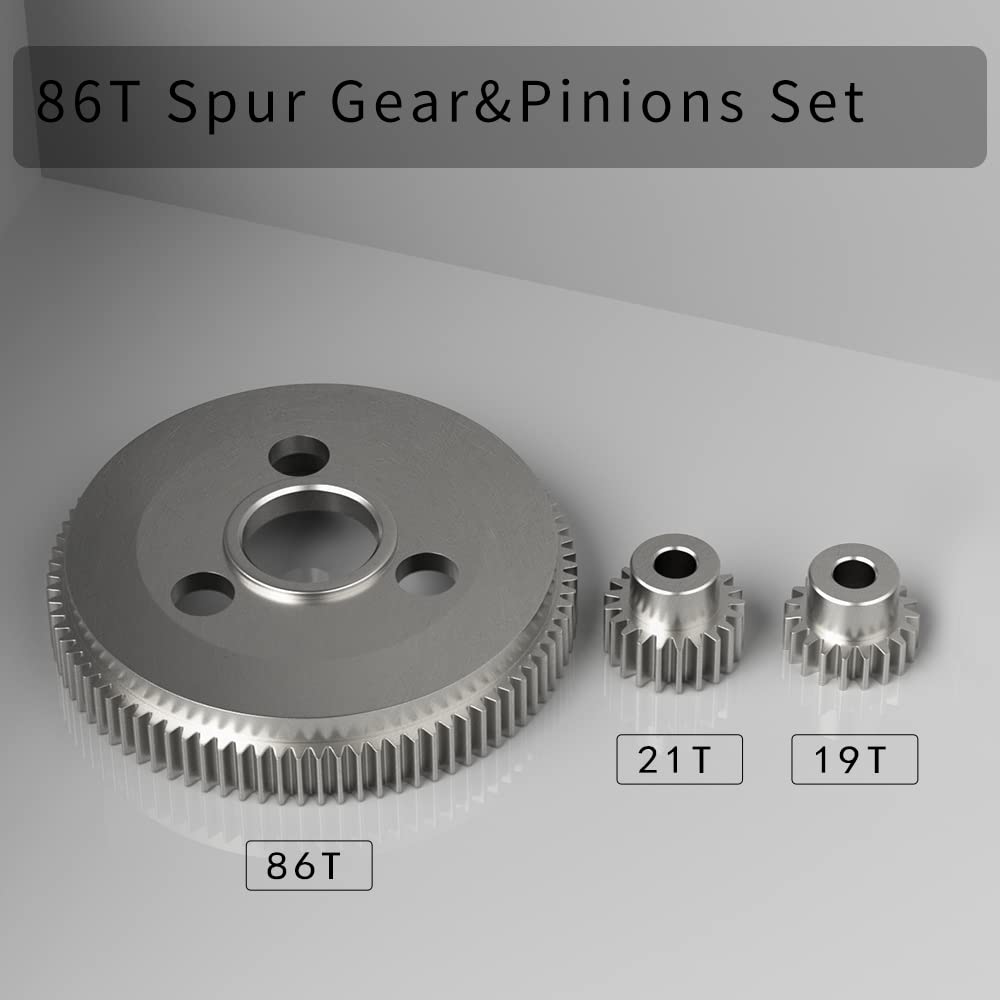 GLOBACT Steel 86T Spur Gear with 19T 21T Pinions Gears for Slash Rustler Stampede 2WD 1/10 RC Crawler Car Upgrades