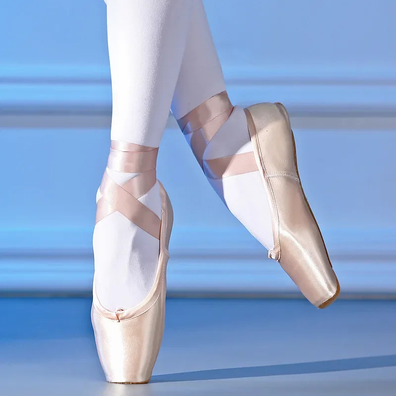 Ballet shoes for children and adults professional ballet Pointe shoes with ribbons womens Zapatos unprinted sports shoes womens 241111