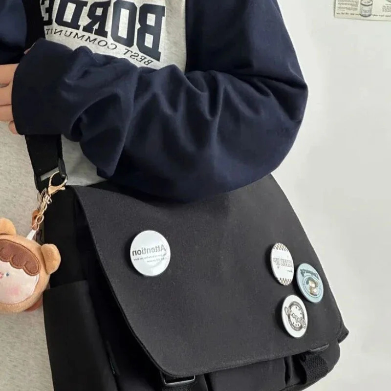 Japanese Casual Nylon Bag Women Simple Messenger Collage Student School Book Bags Big Crossbody For Bolso Mujer 241111