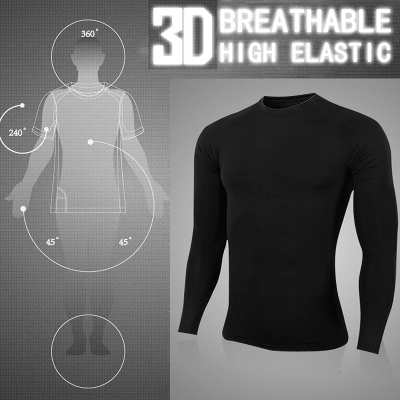 Autumn Winter Compression T Shirts Men Long Sleeve Casual Tops Slim Gym Running T Shirt Quick Dry Tees Man Clothing 2XL 241112