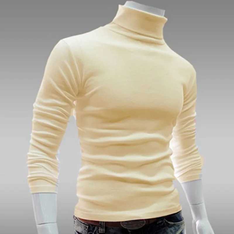 Autumn and Winter Mens Sweater Turtle Neck Solid Color Pullover Mens Clothing Ultra Thin Fit Mens Knitted Sweater Pullover Homme MY277 W2411111