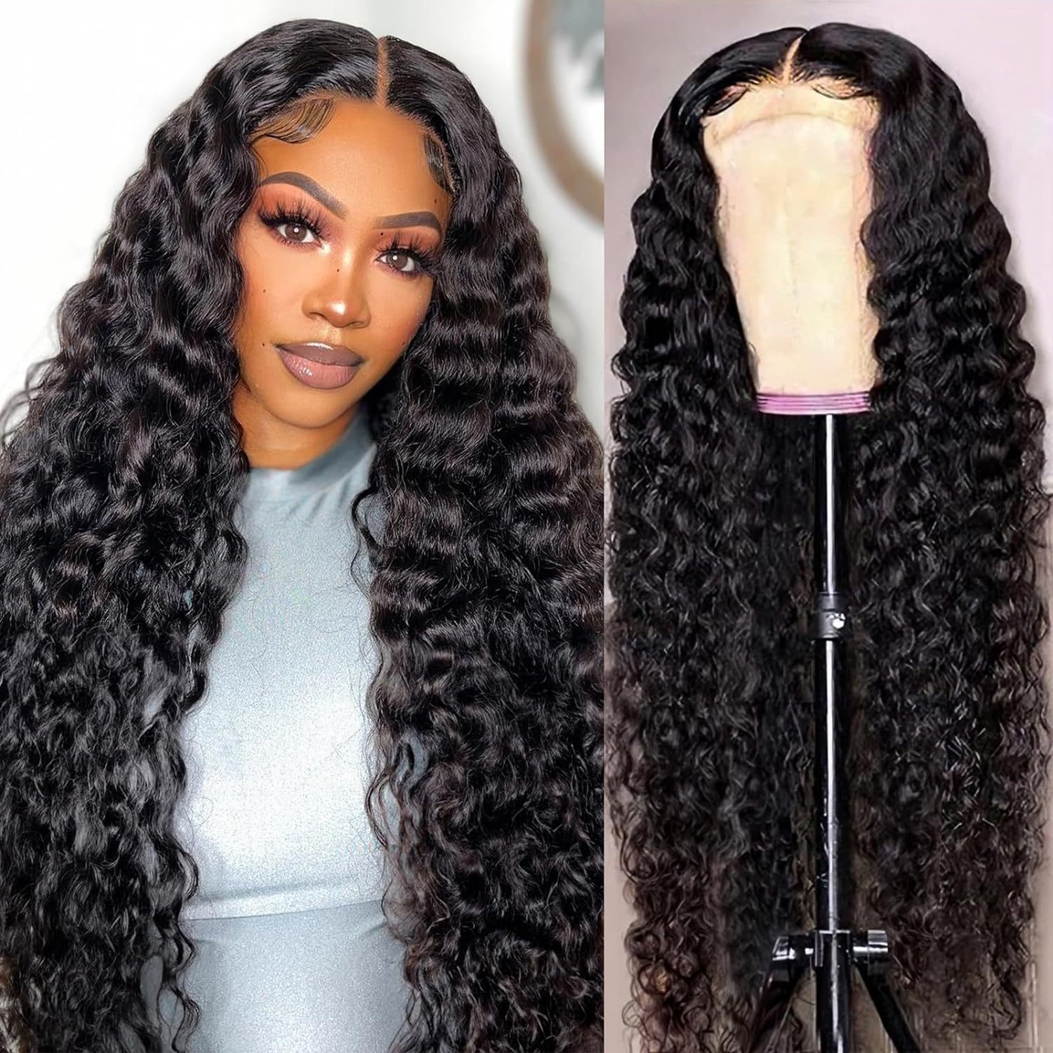 13x4 Kinky Curly Lace Front Wigs for Black Women Wave Lace Frontal Wig Similar to Real Human Hair Transparent HD Lace Glueless Synthetic Wig Pre Pluck