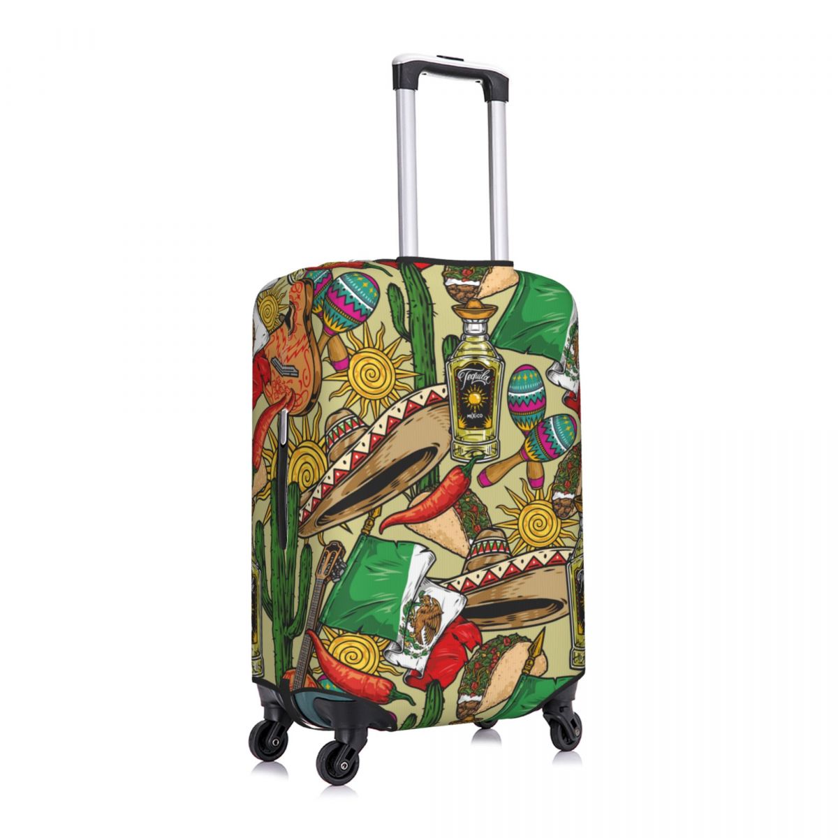 Mexican Symbols Suitcase Cover Vintage Travel Protector Holiday Elastic Luggage Accesories Xmas Gift