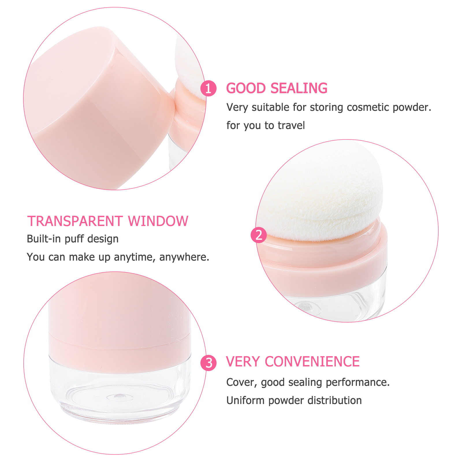 Compact Portable Makeup Powder Container Travel Loose Case Cosmetics Containers