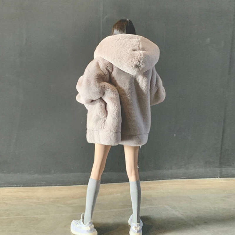 shanshi fur coat women Korean loose for women in winter thickened snowman hoodie imitation otter rabbit fur grass coat