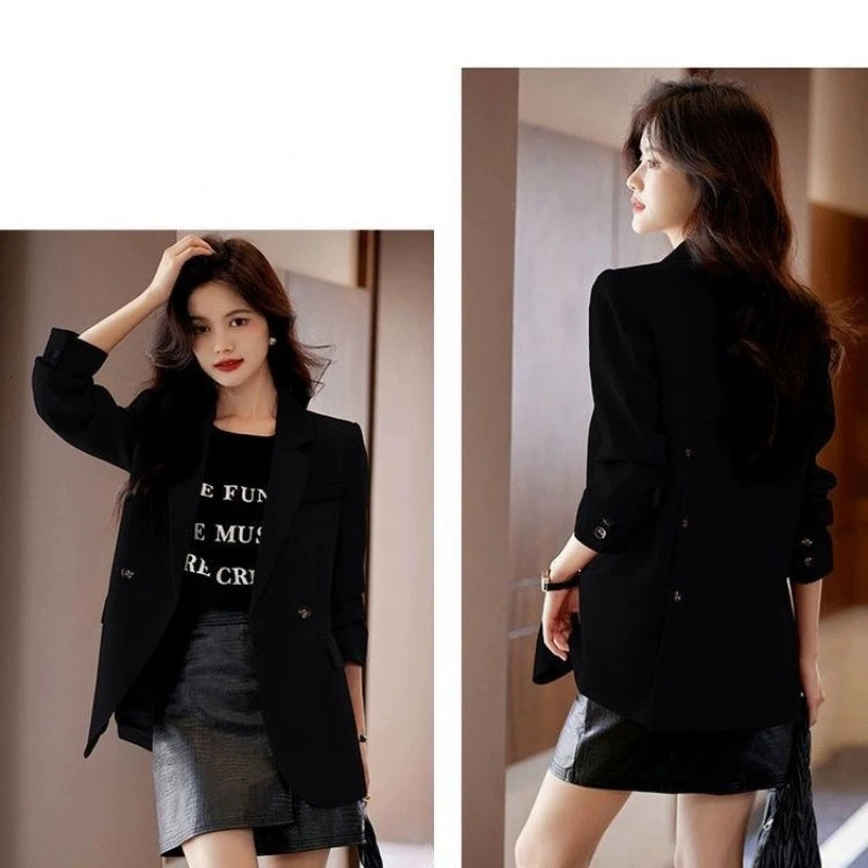 Suit jacket womens clothing jacket spring autumn coat Korean fashion long sleeved custom button solid coat 241111