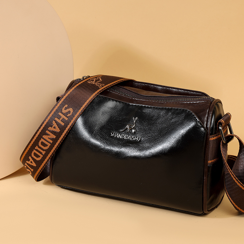 High Quality Oil wax Genuine Leather Messenger Bag Multilayer High Capacity Luxury Shoulder Crossbody Bag Women Handbag Purse