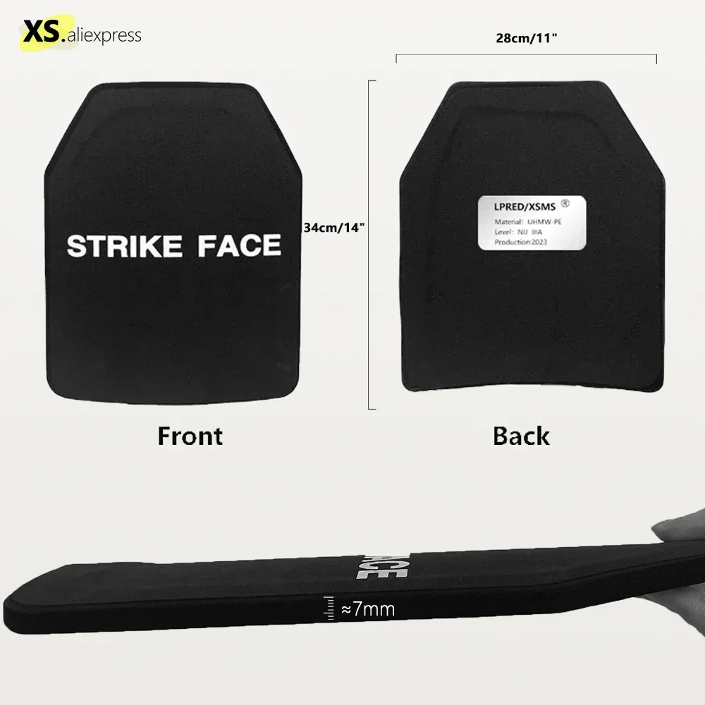 1/2 11'' X 14'' Inch Tactical NIJ Level IIIA PE Bullet Proof Plates Level 3A Bulletproof Board Backpack Armor Panel Body Armor