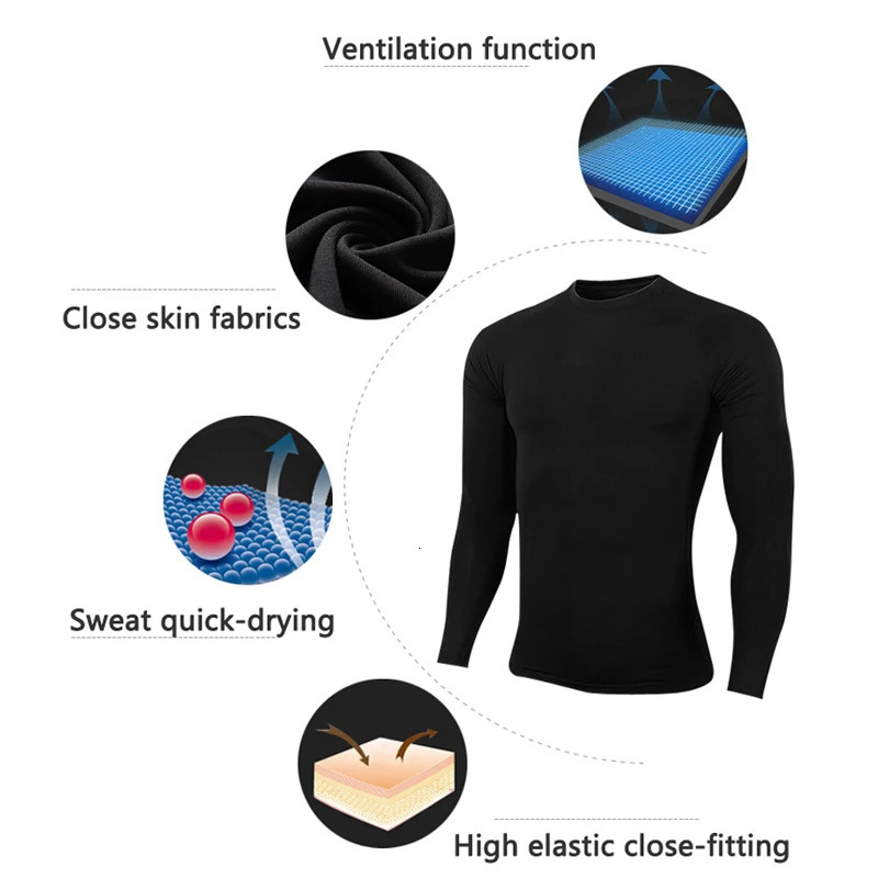Autumn Winter Compression T Shirts Men Long Sleeve Casual Tops Slim Gym Running T Shirt Quick Dry Tees Man Clothing 2XL 241112