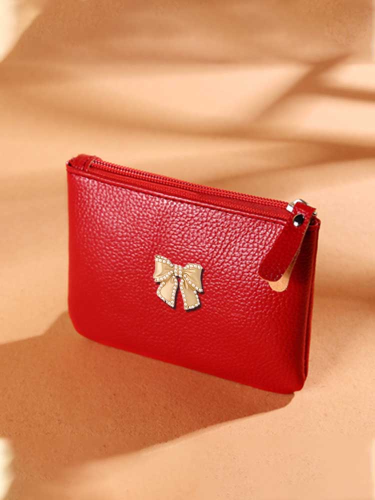 Quality PU Key Wallets Cute Car Key & Coin Storage Gold Decor with Quadratura Elements 9187e