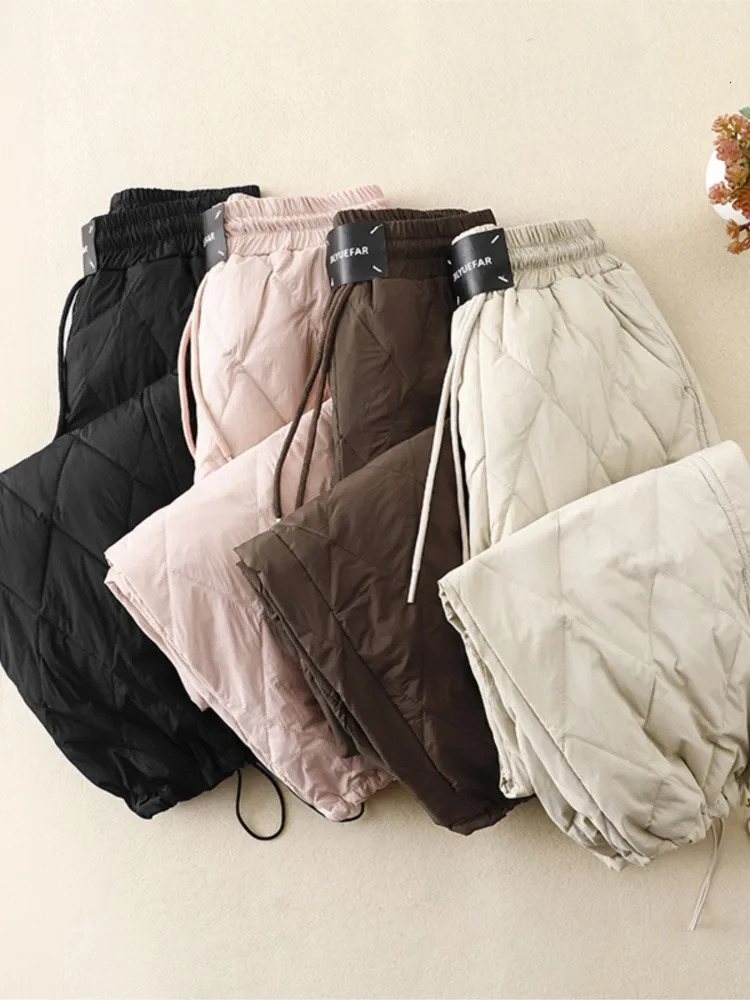 Ultra fine autumn pink apron cotton pants womens elastic high waist fashionable pink womens Trouser loose womens wide leg pants 241112