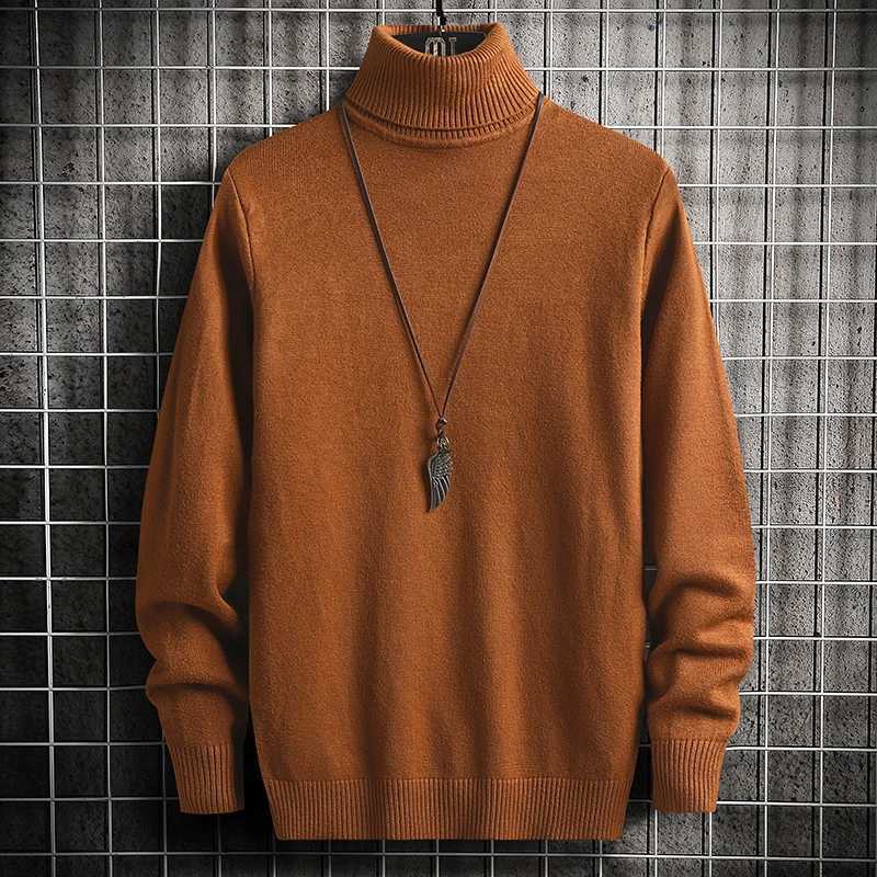 Fashionable mens solid color sweater turtle neck long sleeved knitted floral top suitable for warm mens slim fit clothing 5XL-M W2411111