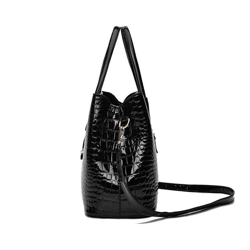 New bright leather handbag stone women's large capacity single shoulder crossbody bag Europe and the United States casual wo