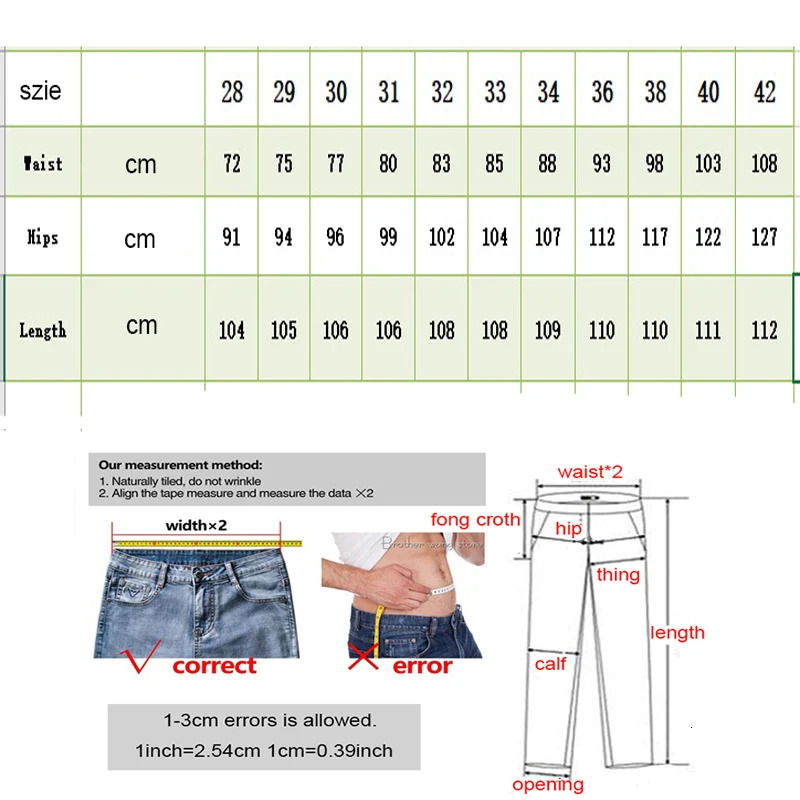 Mens Red White Black Color Fashion Jeans Slim Stretch Pencil Denim Pants Hole Casual Classic Trousers Versatile Big Size 241112