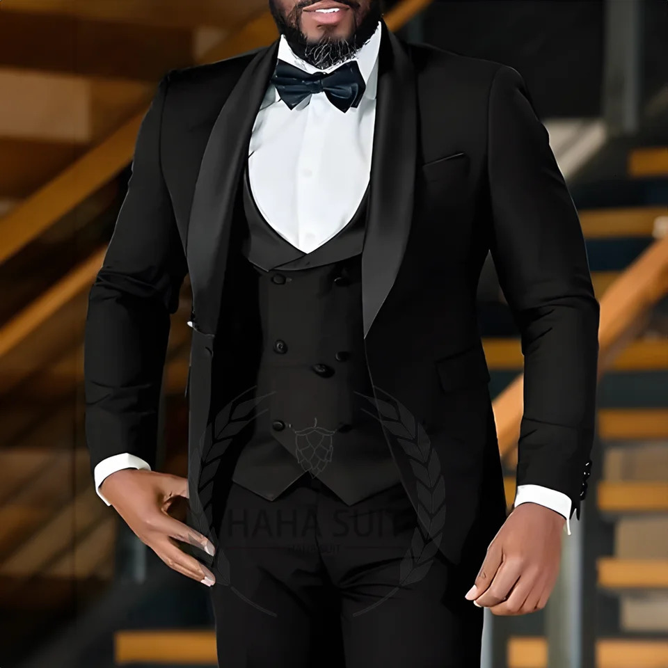 Mens Suit Slim Fit Tailored Tuxedo 3-Piece Set Wedding Party Formal Occasion Clothing 241111