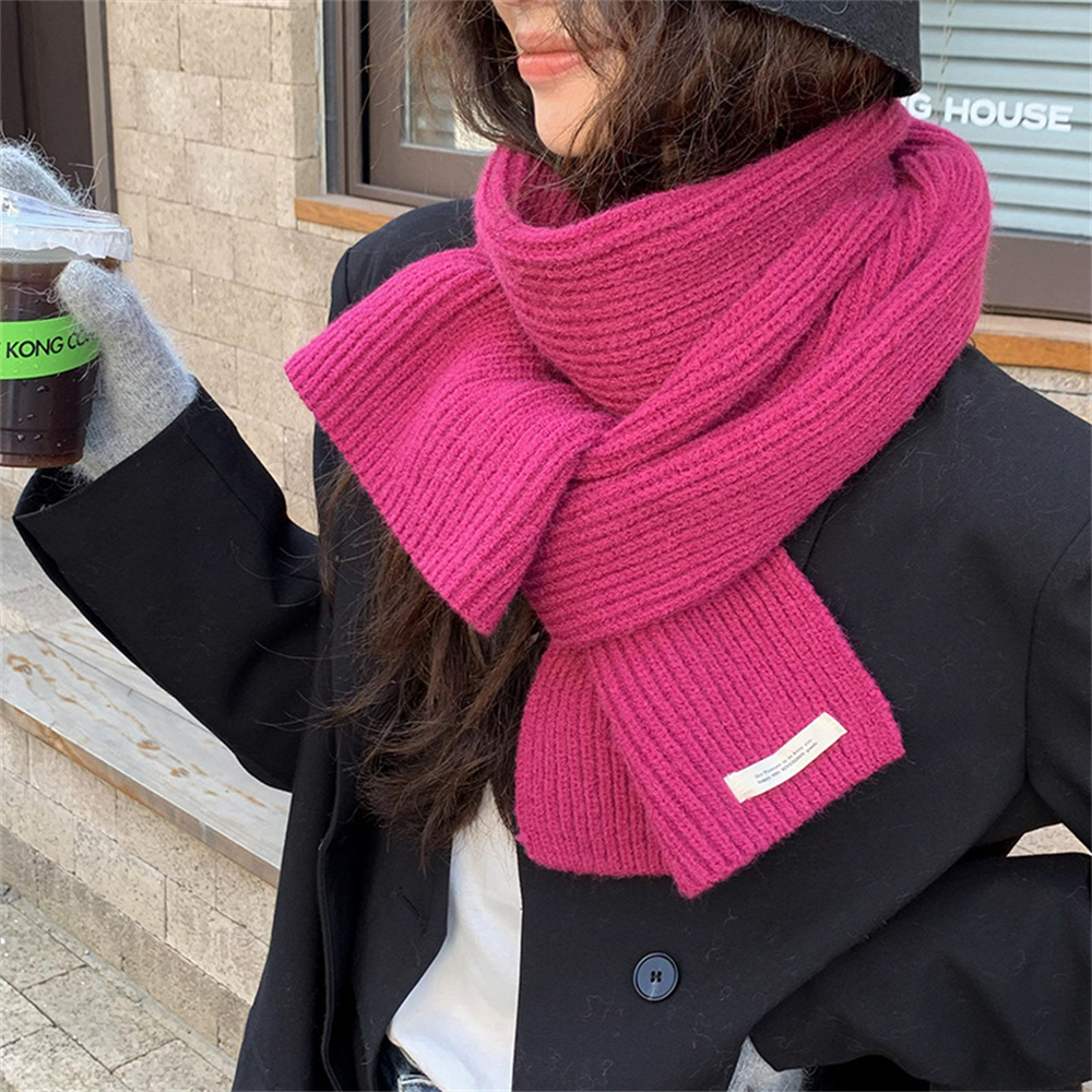 Korean Scarves for Women Winter Warm Cashmere Knitting Scarf Unisex Thickened Wool Scarf Japanese Couple Neck Scarf Accessories b85e4