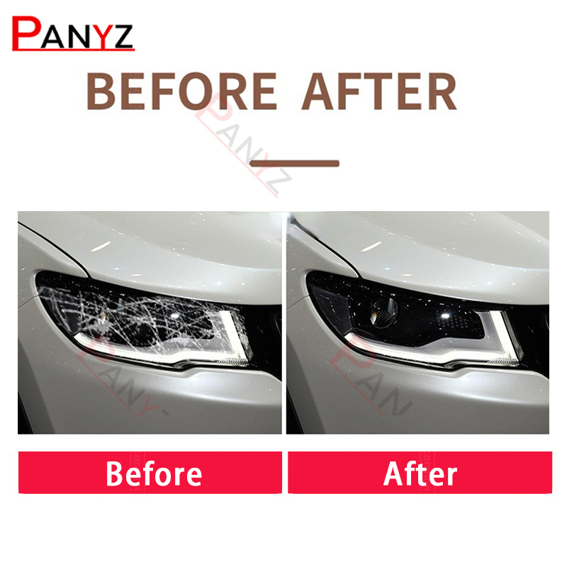 2 Pcs For Jeep Compass 2017 2018 2019 2020 Car Headlight Film Headlamp Transparent Black TPU Protective