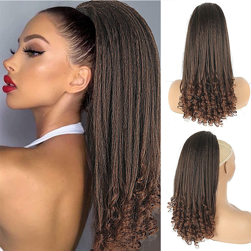 Yaki Drawstring Ponytail Hair Extensions for Women Synthetic Heat Resistant Hairpiece Fake Tail for Women Daily Use Party cae75