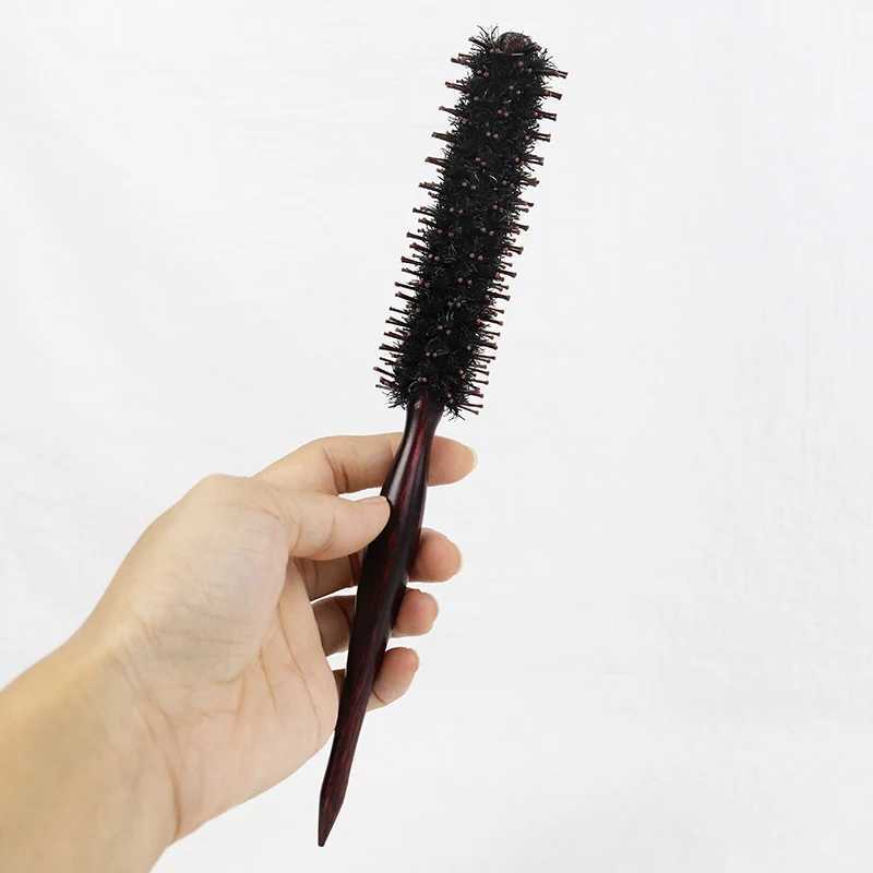 PCE Natural Solid Wood Curling Brush Natural Mane Curling Brush Cylindrical Curling Brush Styling Tool Hair Comb W241112
