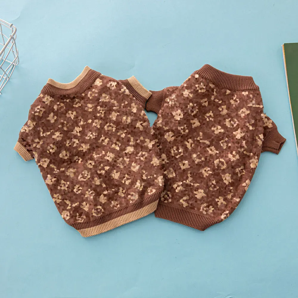 designer pet brown classic letter coat puppy winter cat sweater dog clothes French bulldog Chihuahua Schnauzer