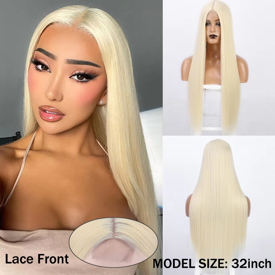 130Density Lace Frontal Wig front Straight Lace Front Hair Wigs For Black Women Long Cosplay Synthetic Wig Preplucked