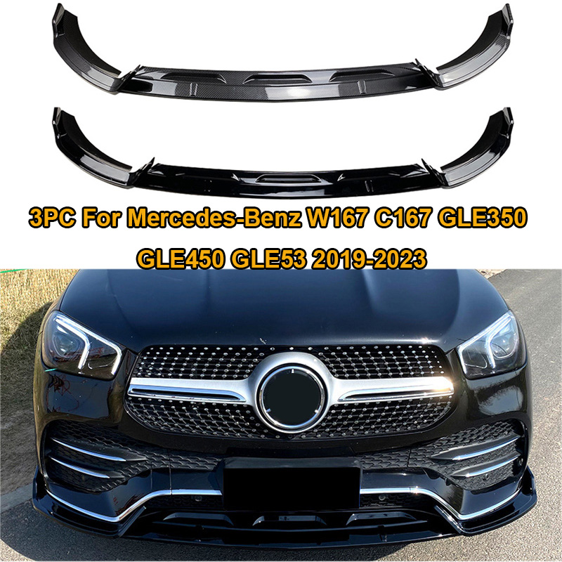 Gloss Front Bumper Lip Splitter Diffuser Spoiler Guard Protector For Mercedes Benz GLE W167 C167 GLE350 GLE450 GLE53 2020-2023