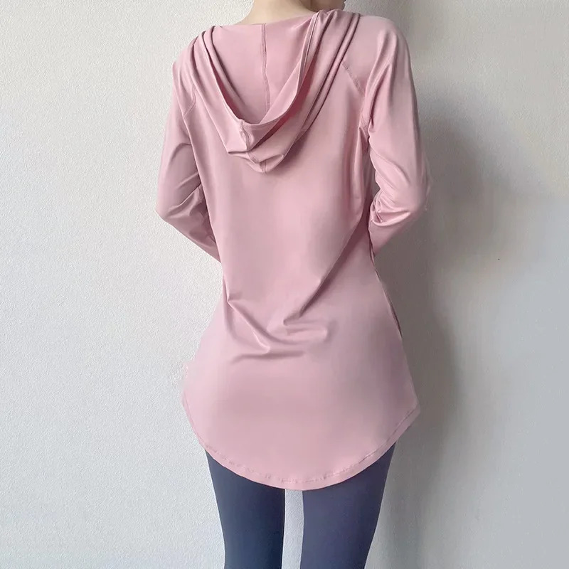 Womens sportswear running hoodie long sleeved gym shirt womens sportswear yoga top breathable gym yoga loose shirt 241112