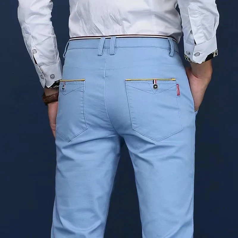 6 Colors Fashion Mens Slim Fit Casual Pants Korea Style Business Work Trousers Allmatch Midwaist Straight 241111