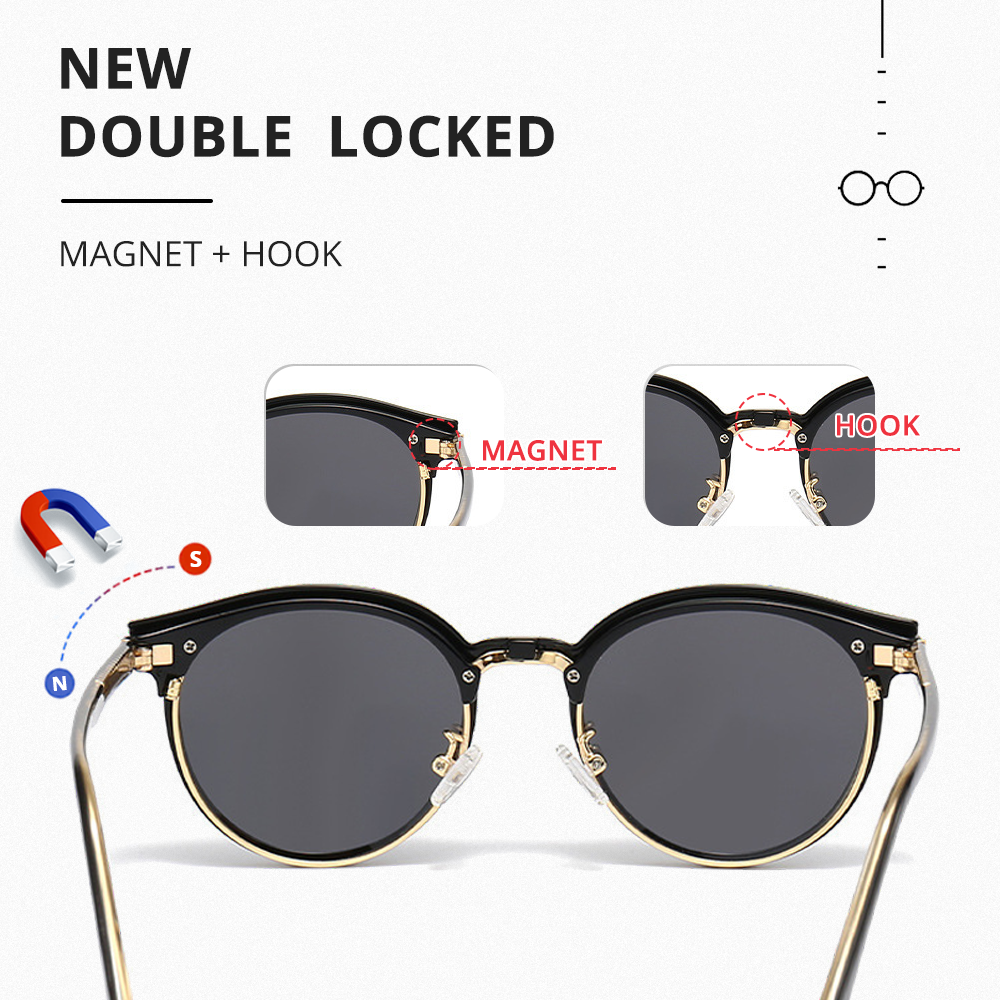 Ralferty Magnetic Sunglasses Women Clip On Glasses Men No Grade Glasses Eyeglass Frame for Women Spectacle Female Driving Goggle