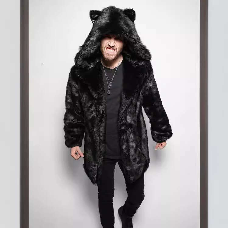 shanshi fur coat women New autumn and winter faux warm mink coat for men mid to long length coat fur jacket