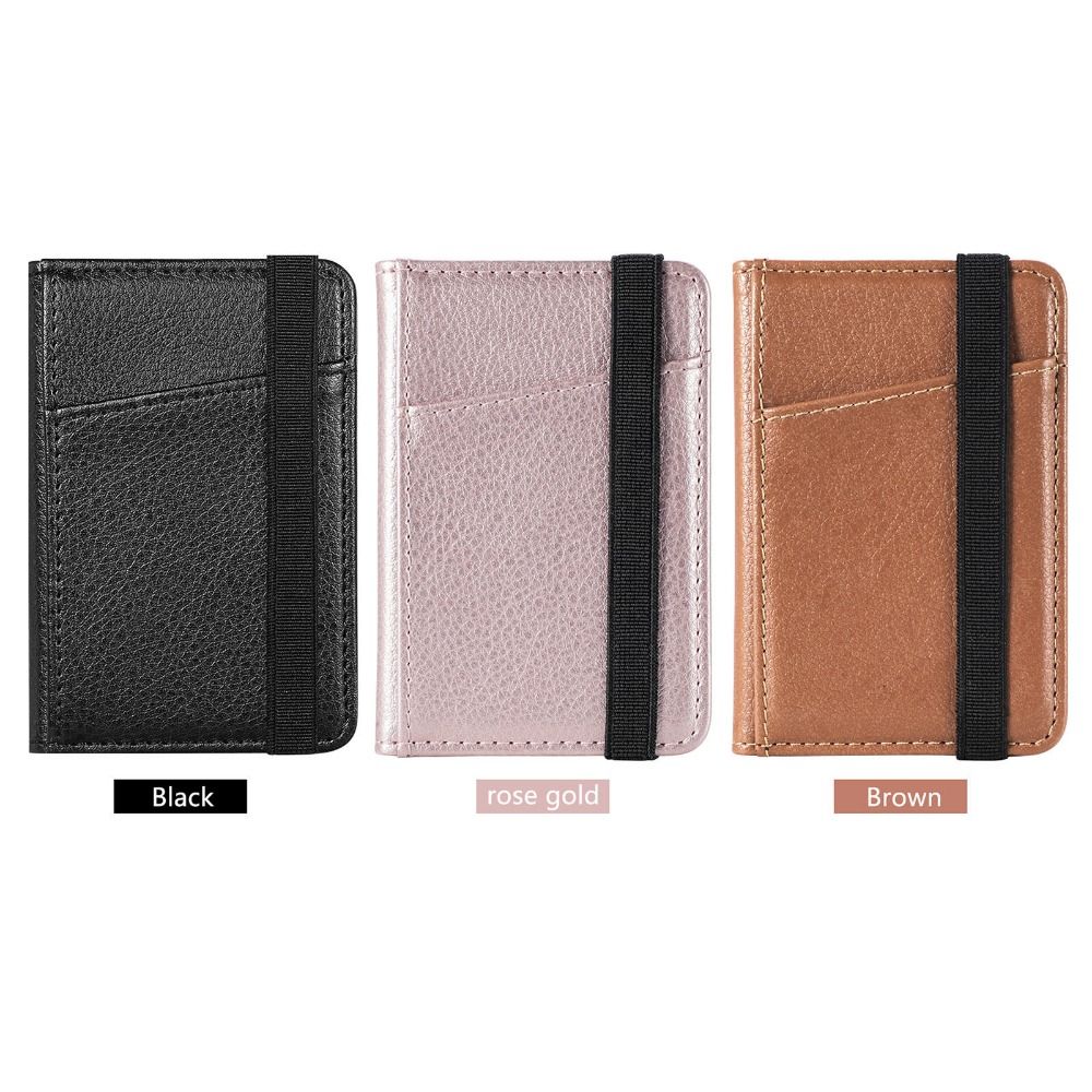 Universal Mobile Phone Card Bag High Quality Leather Adhesive Back Sticker Wallet Creative Multifunctional Card Clip
